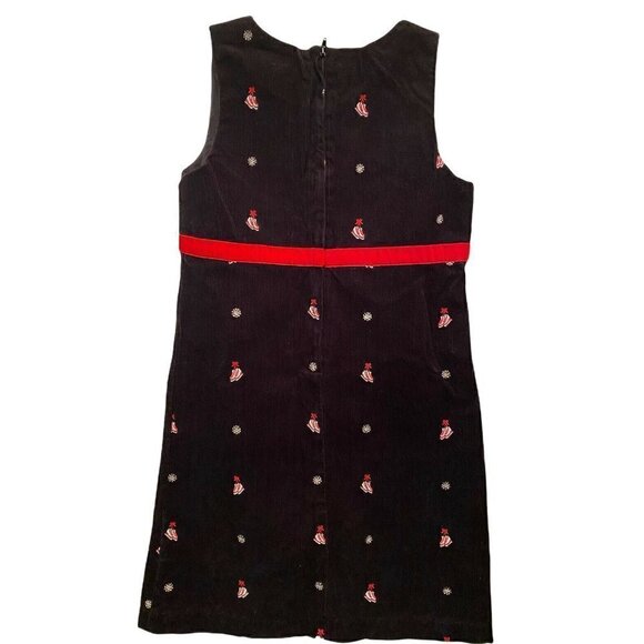 Hartstrings Sz 12 Black Corduroy Skater‎ Snowflake  Girl’s Dress Jumper - Picture 2 of 6